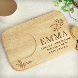 (image for) Personalised Floral Wooden Coaster Tray