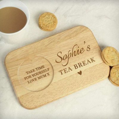 (image for) Personalised Heart Design Wooden Coaster Tray
