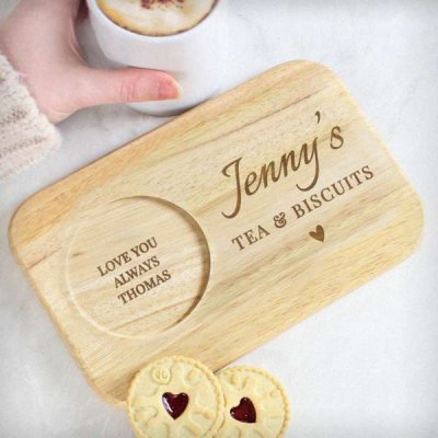 (image for) Personalised Heart Design Wooden Coaster Tray