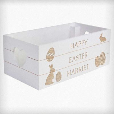 (image for) Personalised Easter Bunny White Wooden Crate