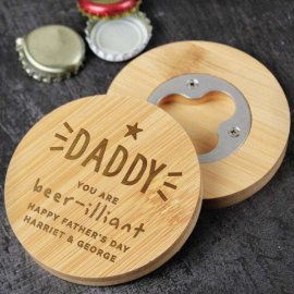 (image for) Personalised Star Bamboo Bottle Opener Coaster