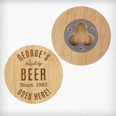(image for) Personalised Free Text Bamboo Bottle Opener Coaster