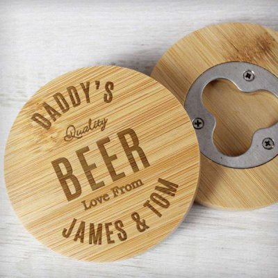 (image for) Personalised Free Text Bamboo Bottle Opener Coaster