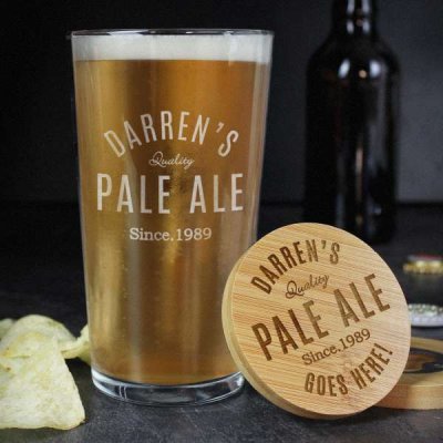 (image for) Personalised Free Text Bamboo Bottle Opener Coaster and Pint Glass