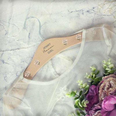 (image for) Personalised White Floral Wooden Hanger