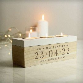 (image for) Personalised Large Date Triple Tea Light Box