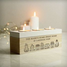 (image for) Personalised HOME Triple Tea Light Box