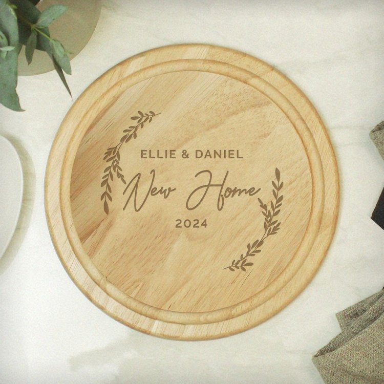 Modal Additional Images for Personalised Laurel Round Wooden Chopping Board