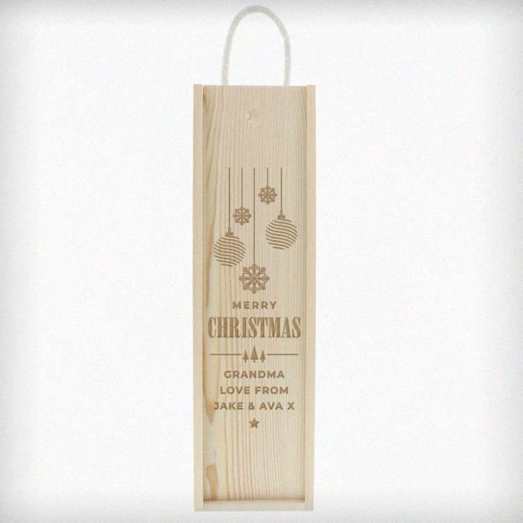 Modal Additional Images for Personalised Christmas Wooden Wine Box