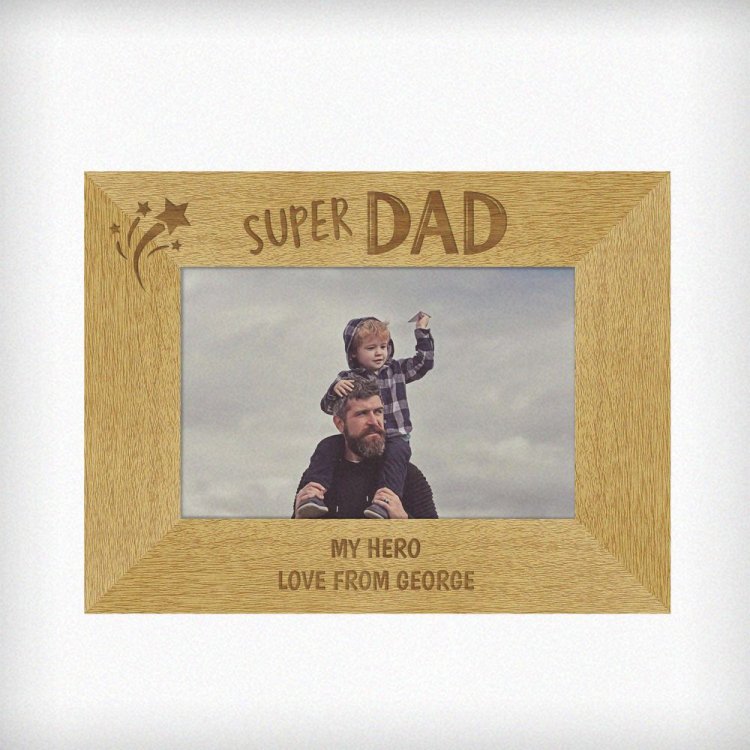 Modal Additional Images for Personalised Super Dad 6x4 Landscape Wooden Photo Frame