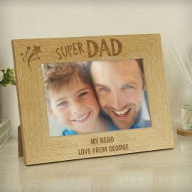 (image for) Personalised Super Dad 6x4 Landscape Wooden Photo Frame
