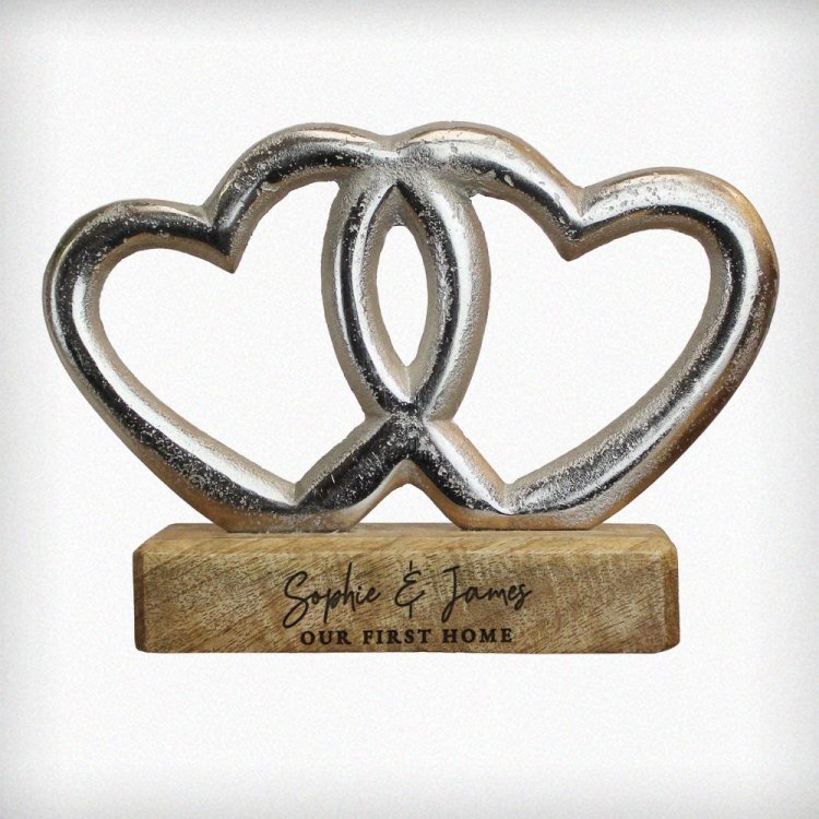 Modal Additional Images for Personalised Two Lines Double Heart Ornament