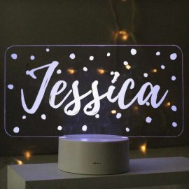 (image for) Personalised Polka-dot Name only LED Colour Changing Night Light