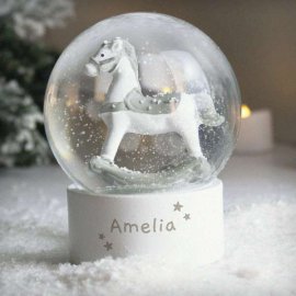 (image for) Personalised Name Only Rocking Horse Glitter Snow Globe