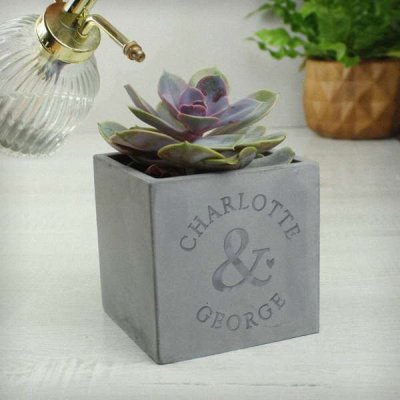 (image for) Personalised Ampersand Couples Concrete Plant Pot