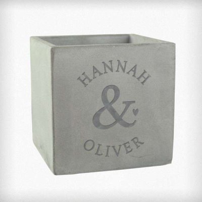 (image for) Personalised Ampersand Couples Concrete Plant Pot