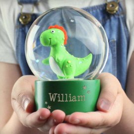 (image for) Personalised Name Only Dinosaur Glitter Snow Globe