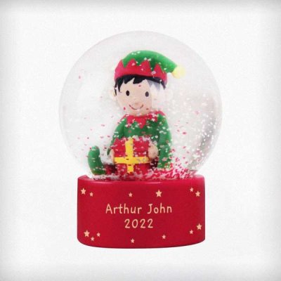 (image for) Personalised Message Elf Glitter Snow Globe
