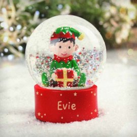 (image for) Personalised Name Only Elf Glitter Snow Globe