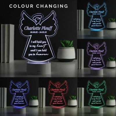 (image for) Personalised Angel Memorial Verse Colour Changing LED Light
