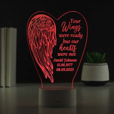 (image for) Personalised Angel Wings Memorial Colour Changing LED Light