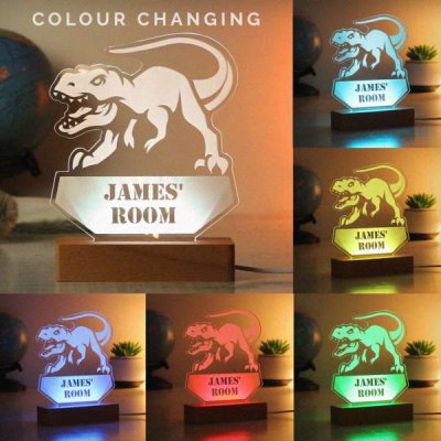 (image for) Personalised Dinosaur Wooden Based LED Light