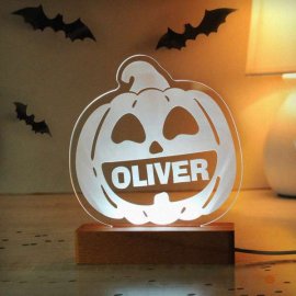 (image for) Personalised Pumpkin Wooden LED Light