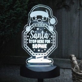 (image for) Personalised Santa Stop Here Sign Outdoor Solar Light