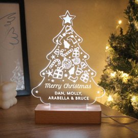 (image for) Personalised Christmas Tree Wooden Based LED Light
