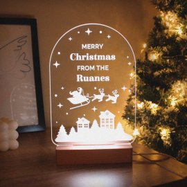 (image for) Personalised Christmas Wooden Based LED Light