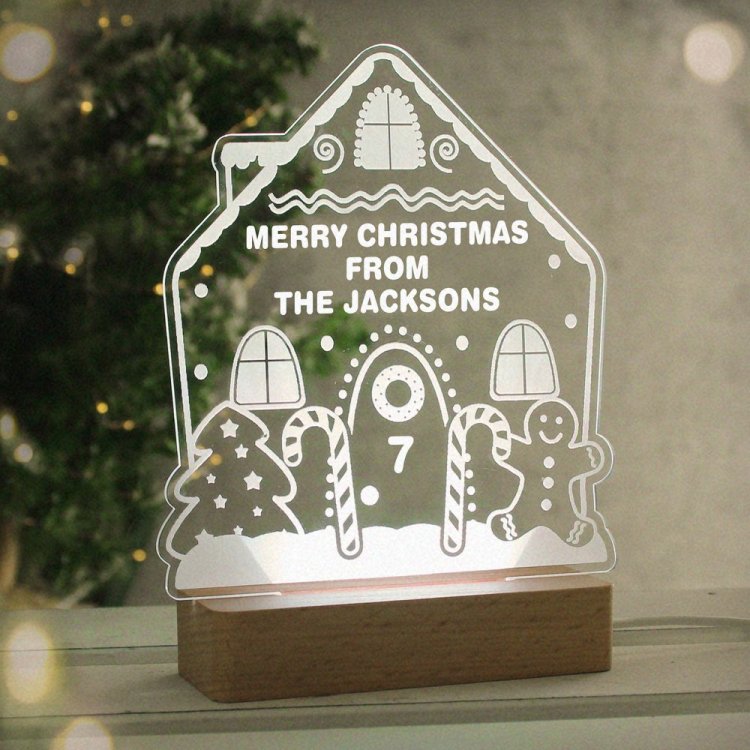 Modal Additional Images for Personalised Gingerbread House Christmas Wooden Based LED Light