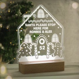 (image for) Personalised Gingerbread House Christmas Wooden Based LED Light