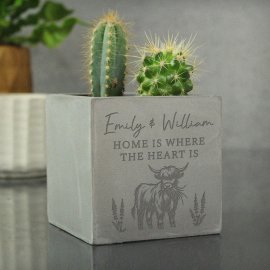 (image for) Personalised Highland Cow Concrete Plant Pot