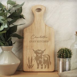 (image for) Personalised Highland Cow Paddle Chopping Board