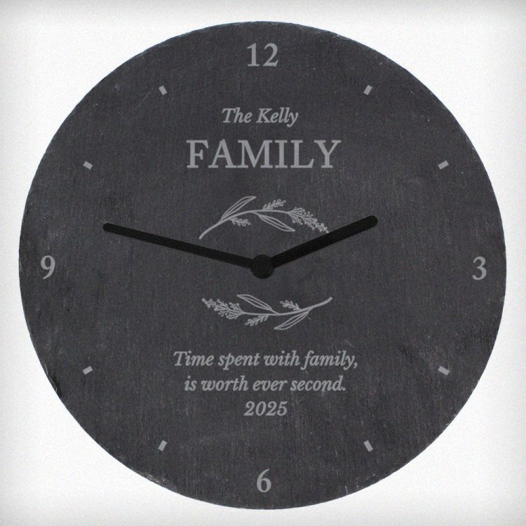 Modal Additional Images for Personalised Free Text Botanical Slate Clock