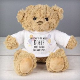 (image for) Personalised Teddy & Balloons Teddy Bear