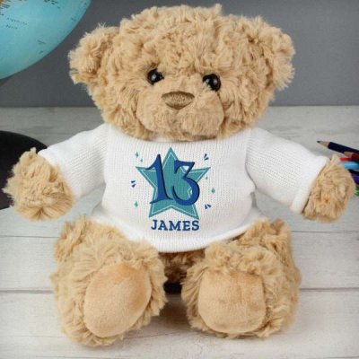 (image for) Personalised Blue Big Age Teddy Bear