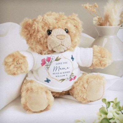 (image for) Personalised Geometric Floral Teddy Bear