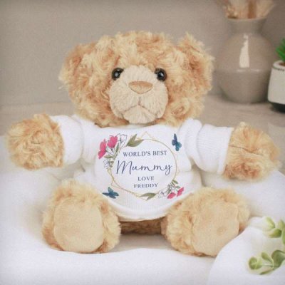 (image for) Personalised Geometric Floral Teddy Bear