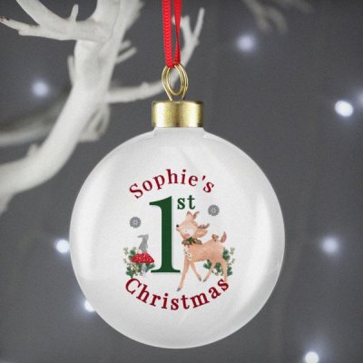 (image for) Personalised 1st Christmas Festive Fawn Bauble