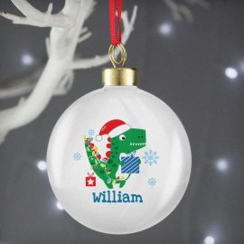 (image for) Personalised Dinosaur 'Have a Roarsome Christmas' Bauble