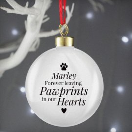 (image for) Personalised Pawprints Memorial Bauble