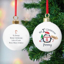 (image for) Personalised My 1st Christmas Penguin Bauble