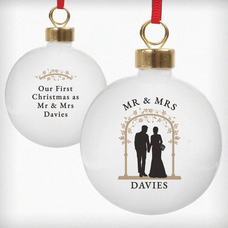 Modal Additional Images for Personalised Mr & Mrs Bauble