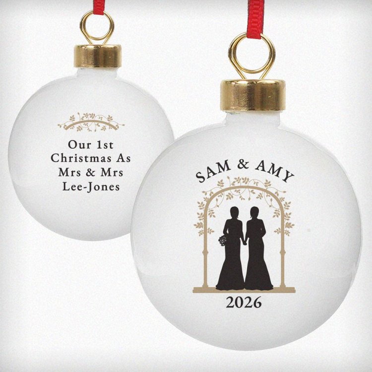 Modal Additional Images for Personalised Mrs & Mrs Bauble