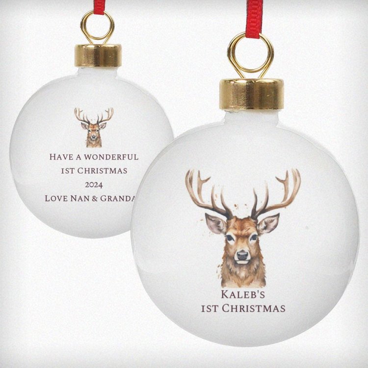 Modal Additional Images for Personalised Watercolour Stag Bauble