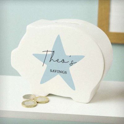 (image for) Personalised Blue Star Piggy Bank