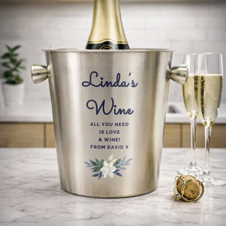 Modal Additional Images for Personalised Blue Floral Stainless Steel Ice Bucket