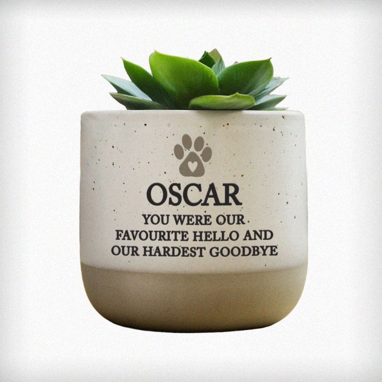 Modal Additional Images for Personalised Pet Memorial Flecked Plant Pot