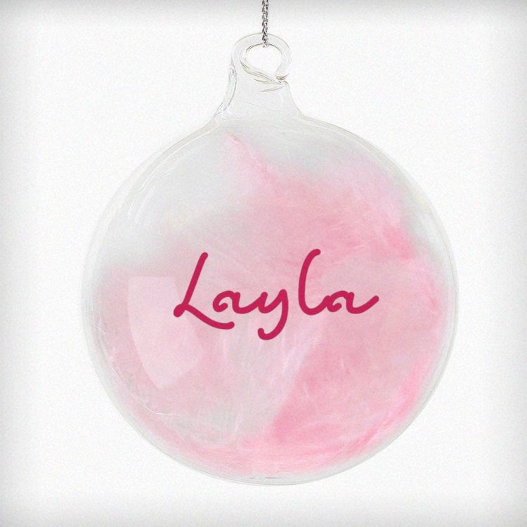 Modal Additional Images for Personalised Pink Feather Bauble